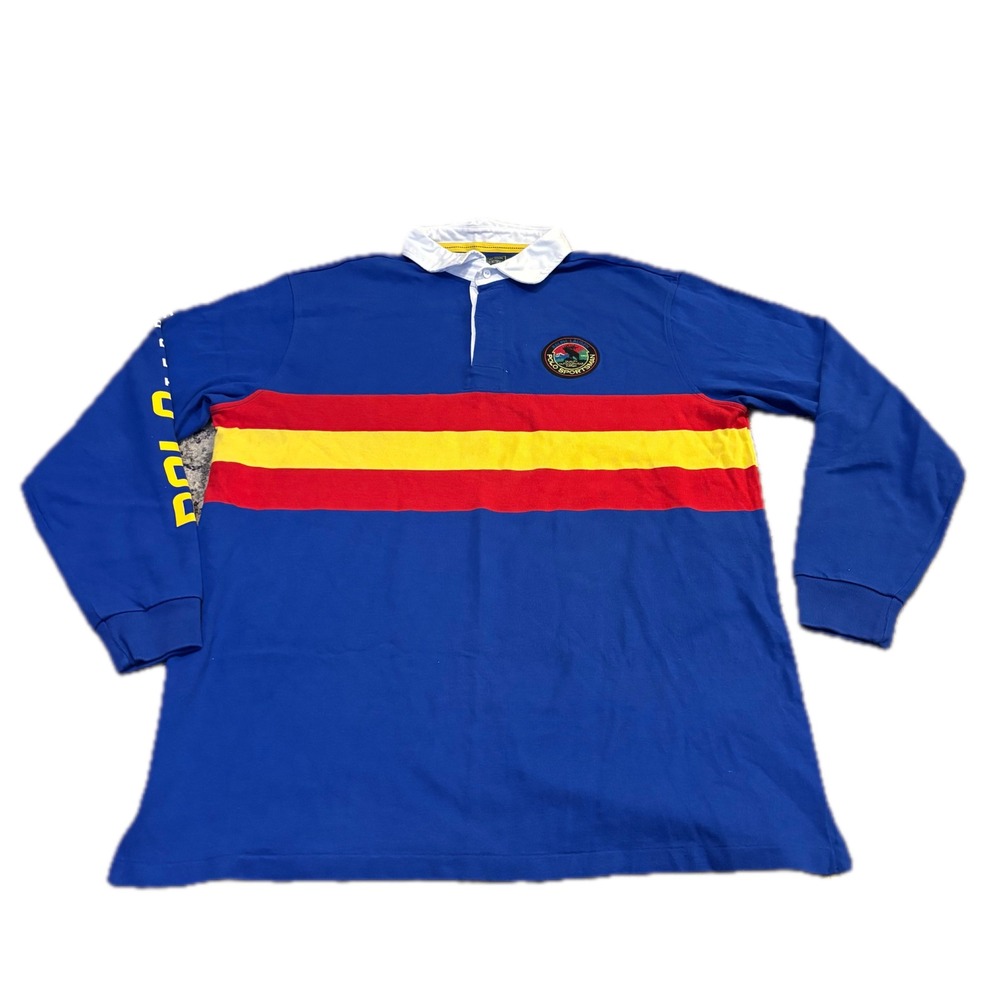 Polo Country Ralph Lauren Mens 2XLT Rugby Shirt Blue Polo Sportsman Terrain